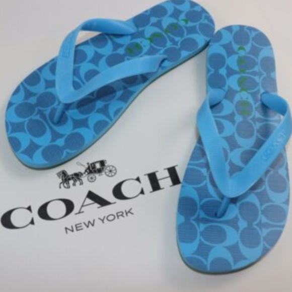 Coach Shoes - PRICE DROP 🎈Coach Zak Flip Flop Blue Sandals Size 8
